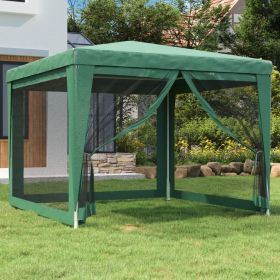 Party Tent with 4 Mesh Sidewalls Green 9.8'x9.8' HDPE