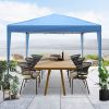 10 ft. Foldable Pop Up Canopy Tent with Mesh Sidewall Height Adjustable Outdoor Gazebos with Carrying Bag for Parties, Picnics & Camping, Blue