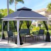 Outdoor 11x 11Ft Pop Up Gazebo Canopy With Removable Zipper Netting,2-Tier Soft Top Event Tent,Suitable For Patio Backyard Garden Camping Area,blue