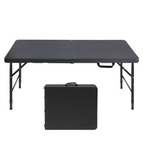 4ft Portable Folding Table Indoor & Outdoor Maximum Weight 135KG Foldable Table for Camping Black