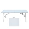 6ft Folding Table, Portable Plastic Table for Camping, Picnics, Parties, White