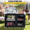 VEVOR Aluminum Portable Camping Kitchen Detachable Windscreen Storage Organizer & Carrying Bag, Outdoor Grill Station for Picnic BBQ & Backyards