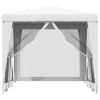 Party Tent with 4 Mesh Sidewalls 8.2'x8.2' White