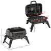 14" Portable Charcoal Grill, Tabletop Small BBQ Grill for Outdoor Cooking, Camping, Tailgating, Enamel Coated, Vent, Folding Legs, Black