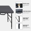 4ft Portable Folding Table Indoor & Outdoor Maximum Weight 135KG Foldable Table for Camping Black