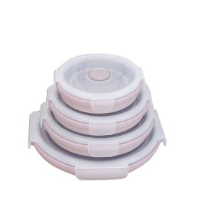 Silicone food storage container (Option: Pink-All 4pcs)