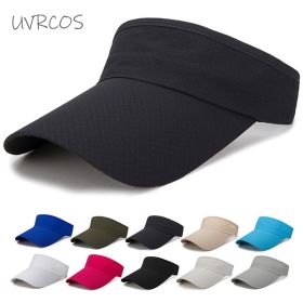 Summer Breathable Air Sun Hats Men Women Adjustable Visor UV Protection Top Empty Solid Sports Tennis Golf Running Sunscreen Cap (Color: Dark grey, size: Adjustable)