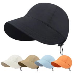 Wide Brim Fisherman Sun Hat Portable Foldable Beach Hats For Women Summer Quick-drying Visors Adjustable Drawstring Cap gorras (Color: Khaki)