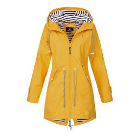 1Pc Women Outdoor Waterproof Coat Autumn Winter Long Zip-up Fashion Raincoat Jacket Female Hooded Windbreaker Outwear (Color: A, size: XXXL)