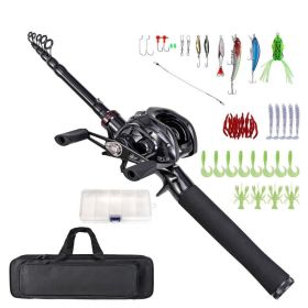 Portable Telescopic Fishing Rod Set for Outdoor (Color: Black, Type: L-2.1 m)